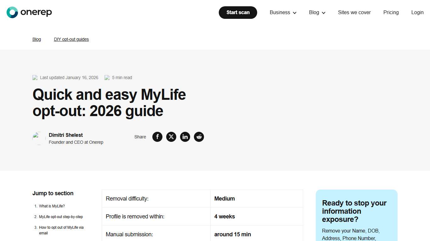 Quick And Easy MyLife Opt-out: 2026 Guide